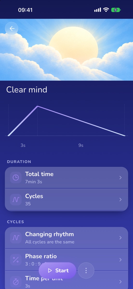 Practice settings with phase timeline